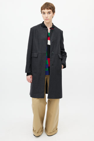 Marni Fall 2013 Dark Grey Wool Collarless Coat