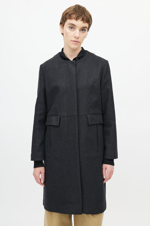 Marni Fall 2013 Dark Grey Wool Collarless Coat