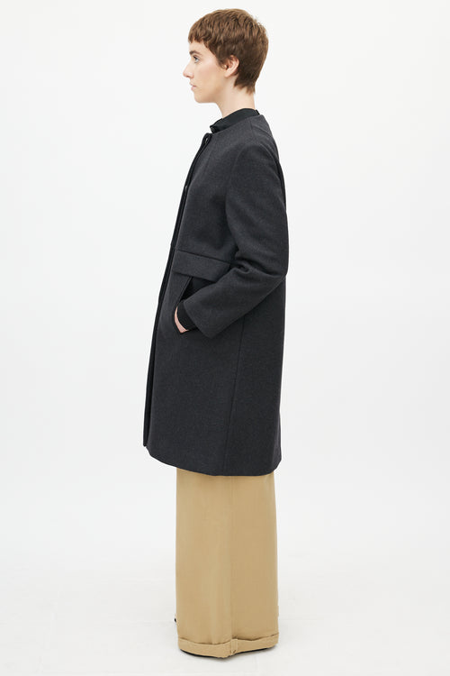 Marni Fall 2013 Dark Grey Wool Collarless Coat