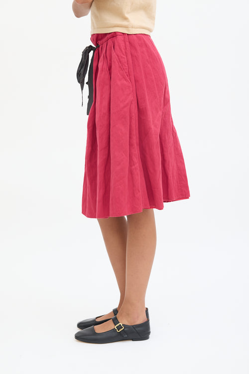 Marni Pink Cotton Tie Midi Skirt