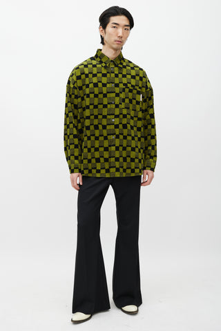 Marni Green 
Black Checker Corduroy Shirt