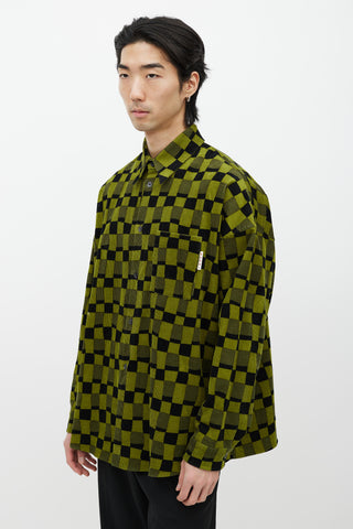 Marni Green 
Black Checker Corduroy Shirt