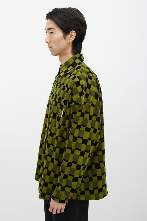 Marni Green 
Black Checker Corduroy Shirt