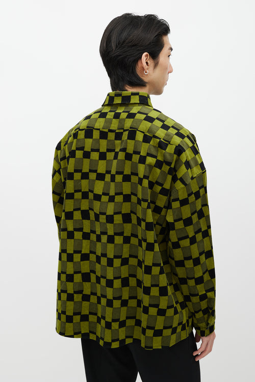 Marni Green 
Black Checker Corduroy Shirt