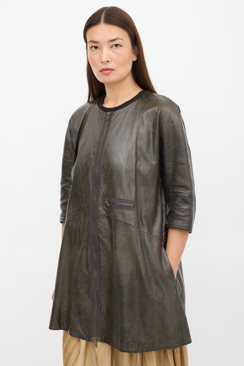 Marni Green Leather Panelled Dress