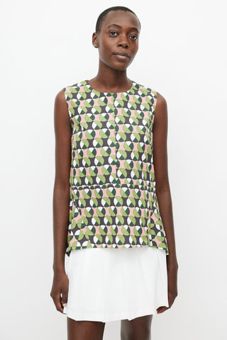 Marni Green 
Multicolour Geometric Print Top