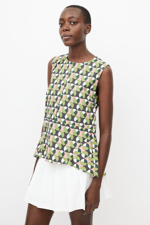 Marni Green 
Multicolour Geometric Print Top