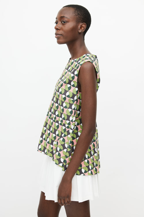 Marni Green 
Multicolour Geometric Print Top