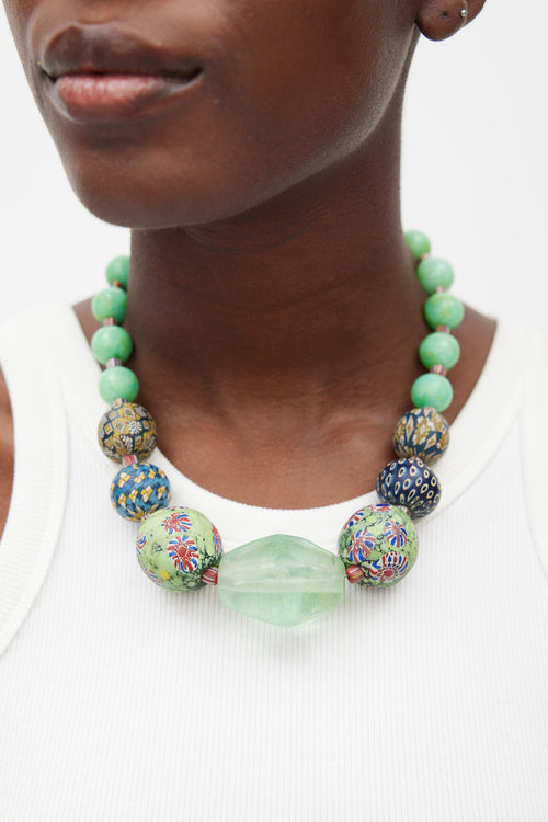 Green 
Multicolour Chunky Crystal Beaded Necklace