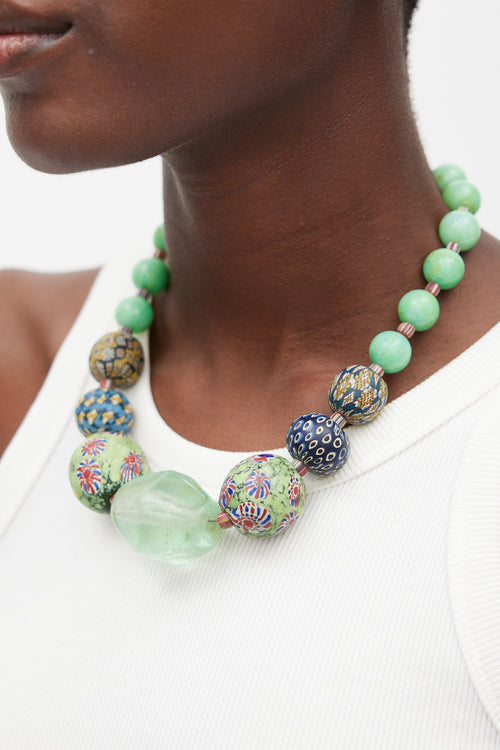 Green 
Multicolour Chunky Crystal Beaded Necklace