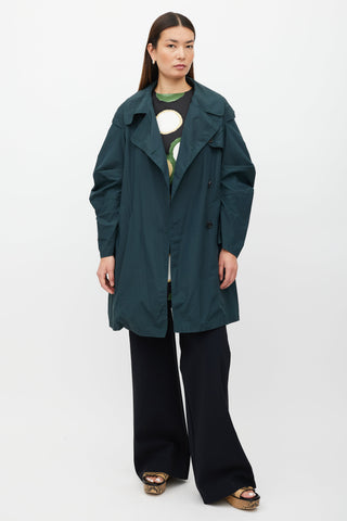 Marni Green Nylon Blend Trench Coat