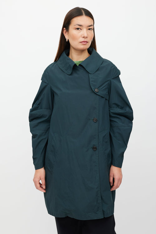 Marni Green Nylon Blend Trench Coat