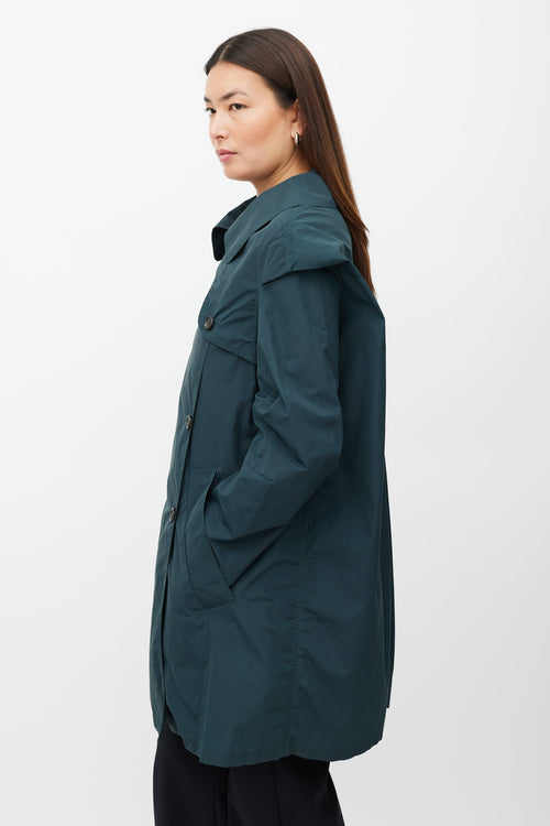 Marni Green Nylon Blend Trench Coat