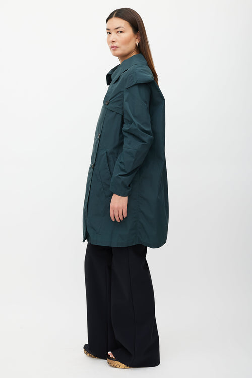 Marni Green Nylon Blend Trench Coat