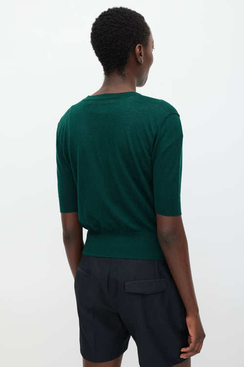 Marni Green Cashmere Short Sleeve Cardigan