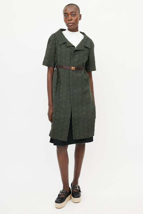 Marni Green Woven Belted Coat