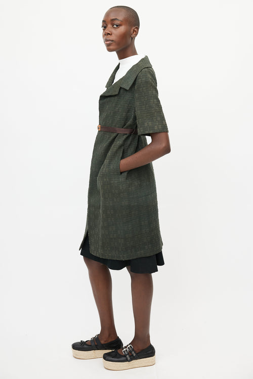 Marni Green Woven Belted Coat