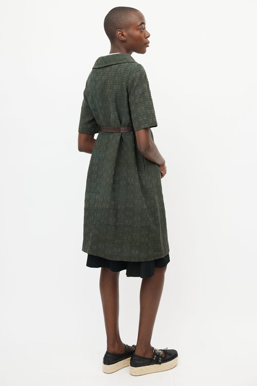 Marni Green Woven Belted Coat