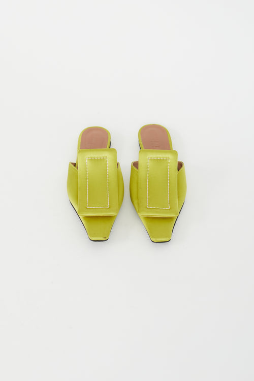 Marni Green Satin Sabot Mule