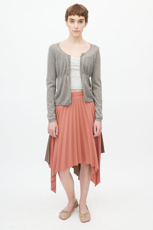 Marni Grey Cashmere Open Cropped Cardigan