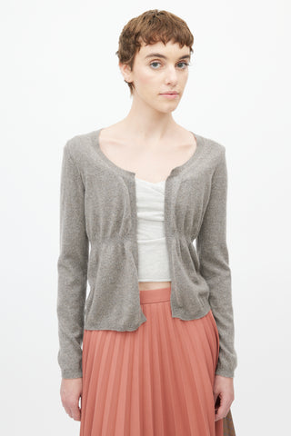 Marni Grey Cashmere Open Cropped Cardigan