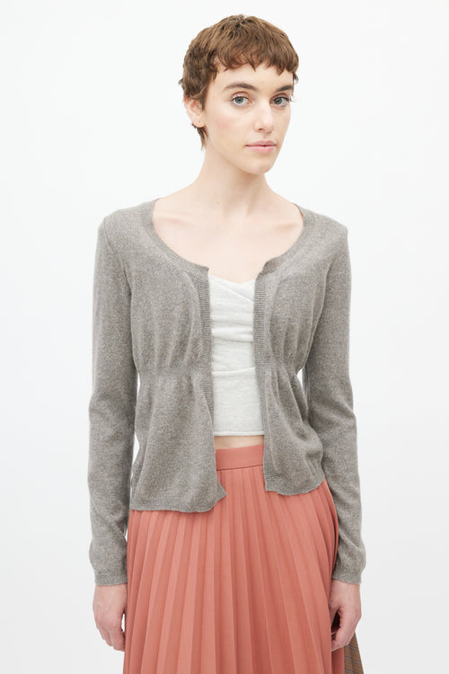 Marni Grey Cashmere Open Cropped Cardigan