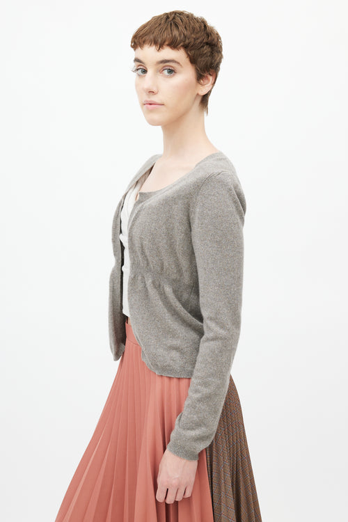 Marni Grey Cashmere Open Cropped Cardigan