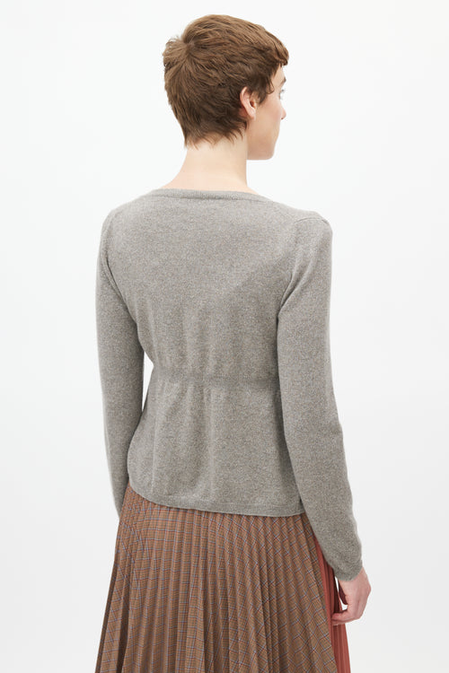 Marni Grey Cashmere Open Cropped Cardigan