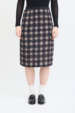 Marni Grey 
Multi Polka Dot Checkered Skirt