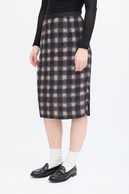 Marni Grey 
Multi Polka Dot Checkered Skirt