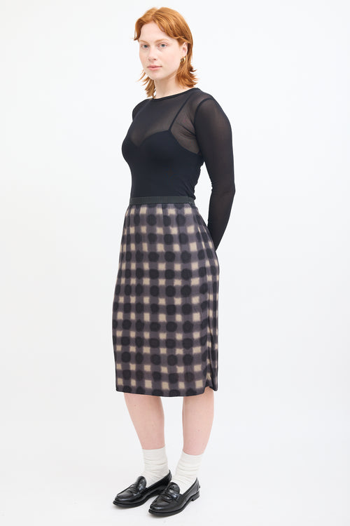 Marni Grey 
Multi Polka Dot Checkered Skirt