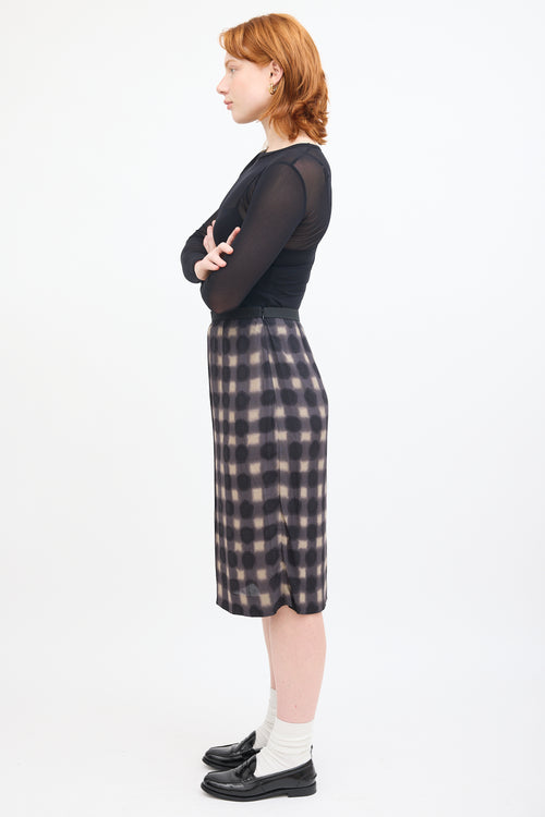 Marni Grey 
Multi Polka Dot Checkered Skirt