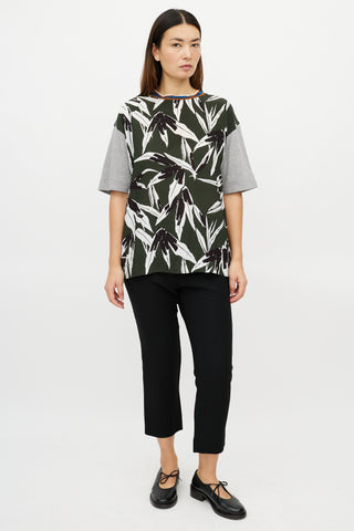 Marni Grey 
Multicolour Leaf T-Shirt