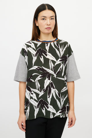 Marni Grey 
Multicolour Leaf T-Shirt