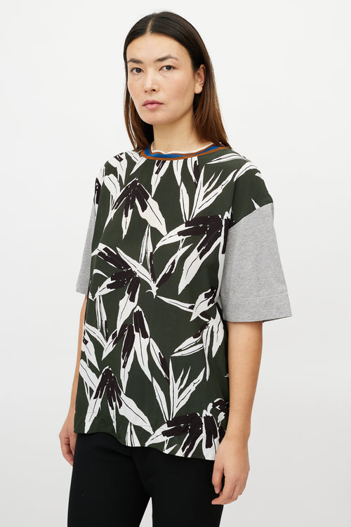 Marni Grey 
Multicolour Leaf T-Shirt