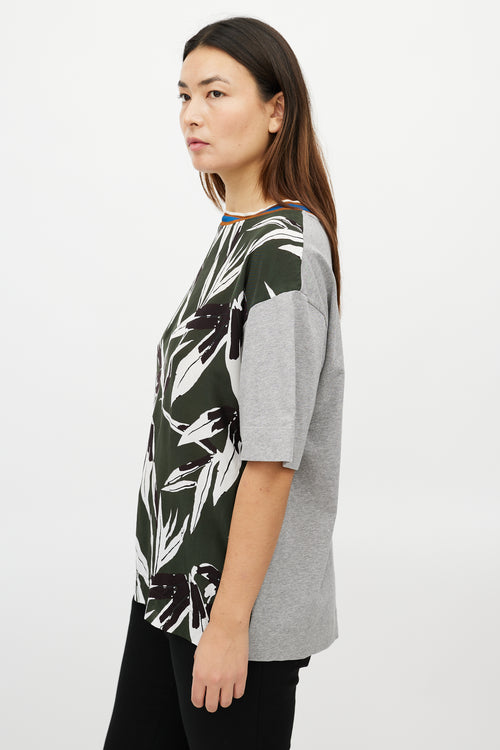 Marni Grey 
Multicolour Leaf T-Shirt