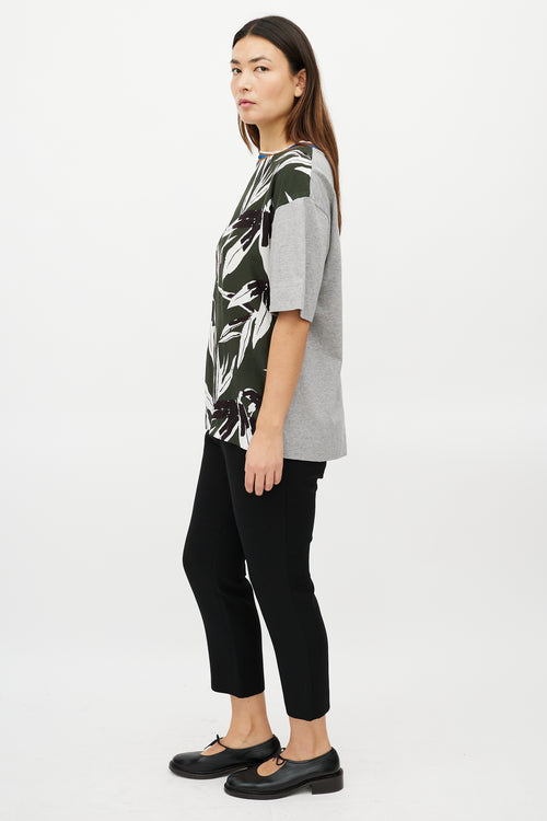 Marni Grey 
Multicolour Leaf T-Shirt