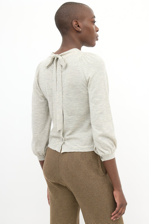 Marni Grey Cashmere Button Up Back Sweater