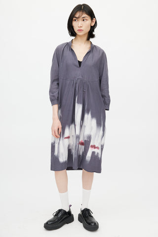 Marni Grey Tie Dye V-Neck Dress