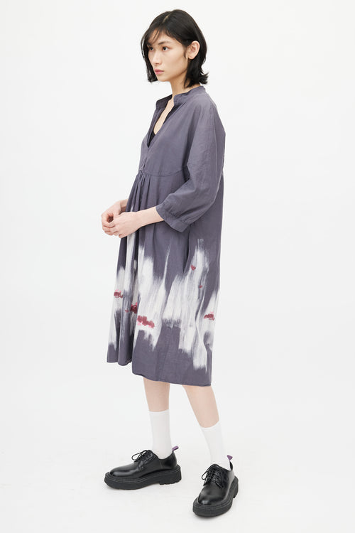 Marni Grey Tie Dye V-Neck Dress