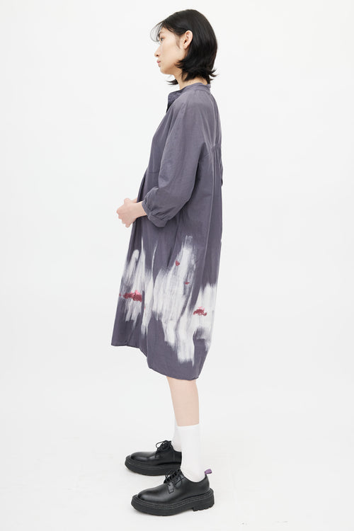 Marni Grey Tie Dye V-Neck Dress