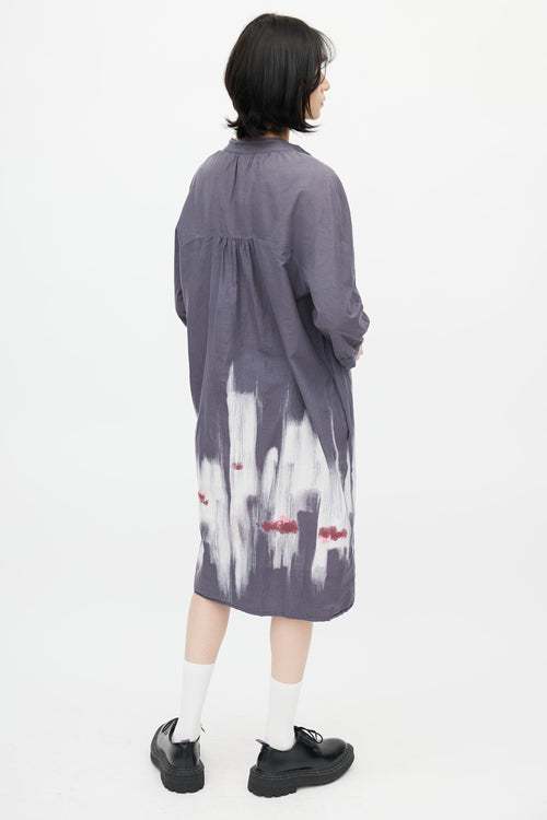 Marni Grey Tie Dye V-Neck Dress