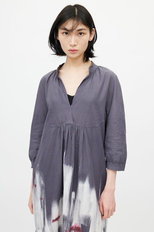 Marni Grey Tie Dye V-Neck Dress