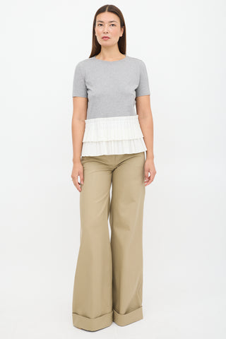 Marni Grey 
White Pleated T-Shirt