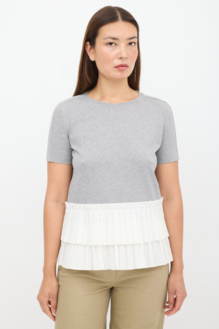 Marni Grey 
White Pleated T-Shirt