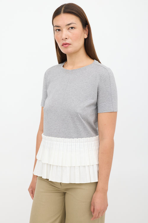 Marni Grey 
White Pleated T-Shirt