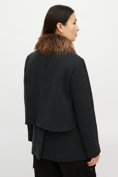 Marni Grey Wool Fur Coat