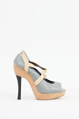 Marni Grey 
Black Leather Platform Heel