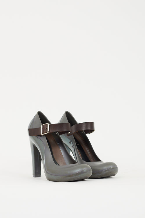 Marni Grey 
Brown Rubber Mary Jane Pump