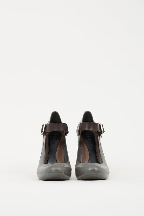 Marni Grey 
Brown Rubber Mary Jane Pump